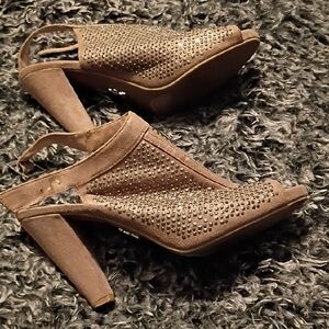 Elegant Brown Studded Women's Heels